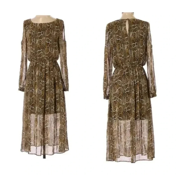 {MM COUTURE} Snakeskin Print Cold Shoulder Maxi Dress - Picture 1 of 14